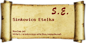 Sinkovics Etelka névjegykártya